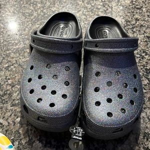 Platform glitter crocs
